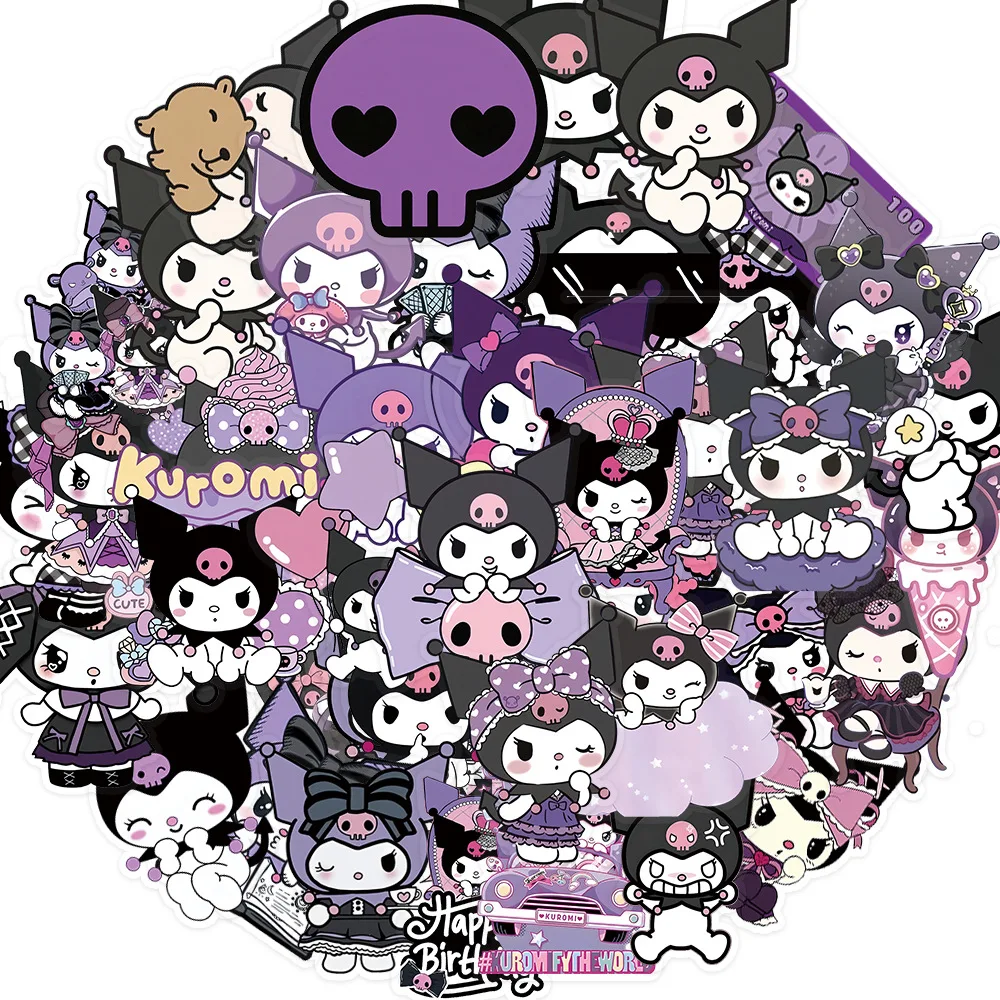 

10/30/50PCS Kawaii Sanrio Kuromi Transparent Cartoon Graffiti Decoration Children's Toy Gifts DIY Diary Scrapbook Stationery Box