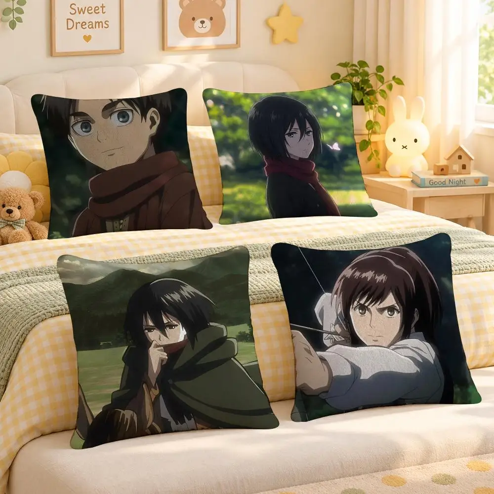 Anime Attack On Titan Manga Cushion Cover Personalized Soft Plush Pillow Living Room Home Sofa Bedroom Office Car Cushion