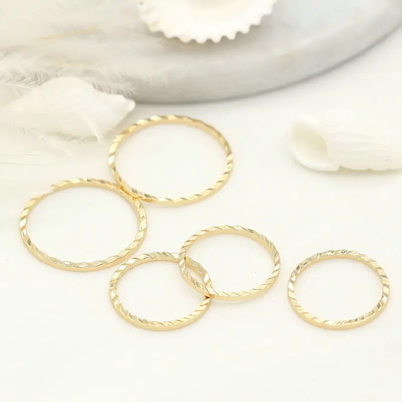 10PCS 8MM 16MM 20MM 14K Gold Plated Brass Closed Rings Round Circle Charms Pendants High Quality Jewelry Findings Accessories