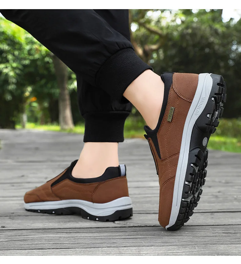 Wasserdichte Slip-On-Wanderschuhe für ältere Herren, rutschfest, stoßdämpfend, mit Profilsohle, für den täglichen Gebrauch im Freien, Freizeitschuhe, Wanderschuhe – Detail 22