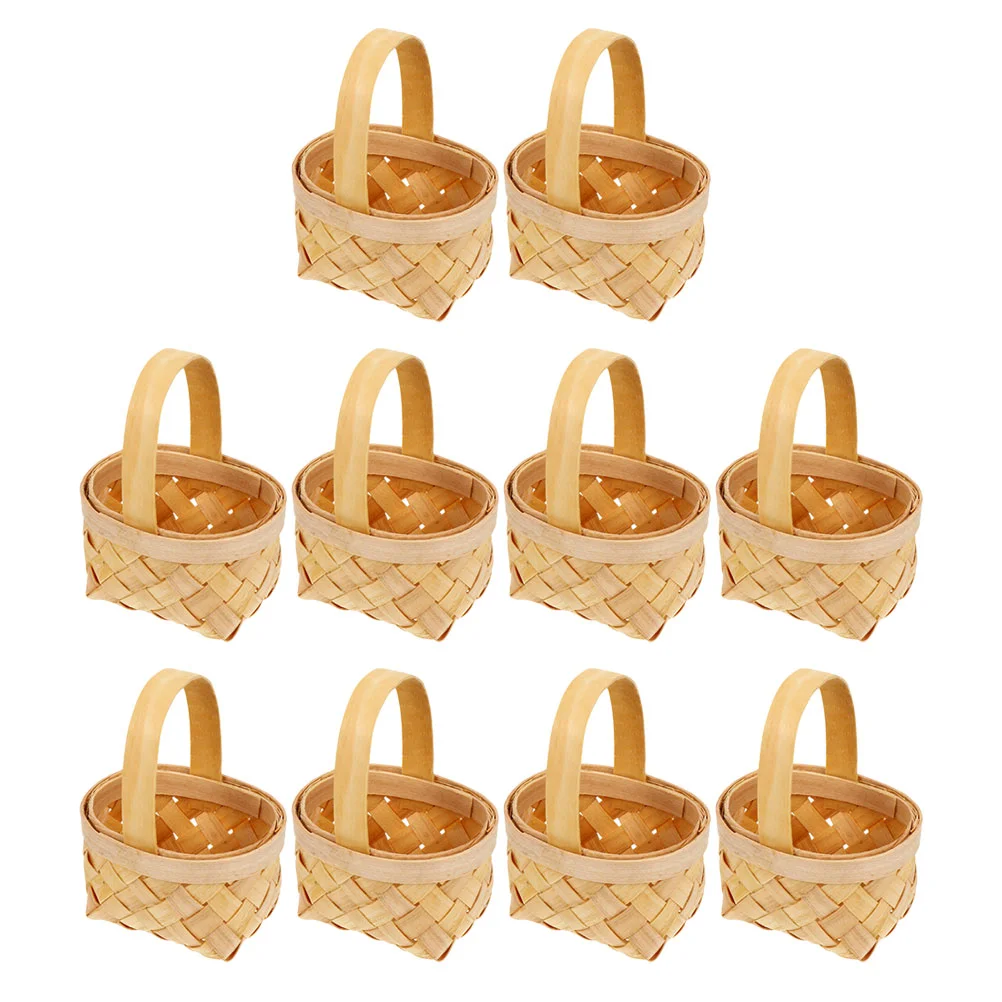 

10pcs Mini Wooden Baskets 6 5x4 5x4cm Handmade Rustic Elegant Storage Wedding Party Supplies Toy House Decor Gifts