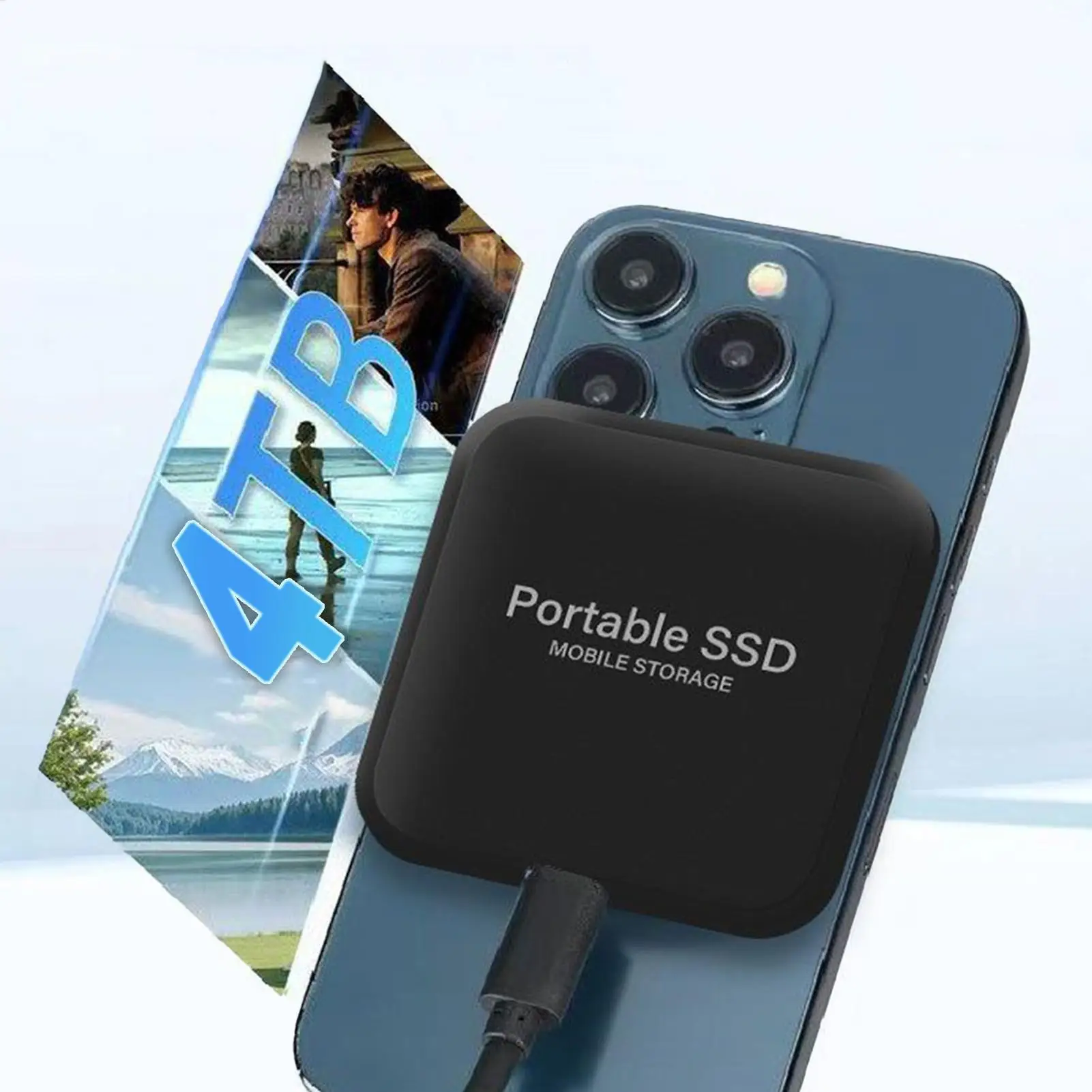 

Hard Drive 4TB Magnetic Compact Storage Hard Disk External For File Transfer Smartphone Tablet Laptop Computer Home Workplace