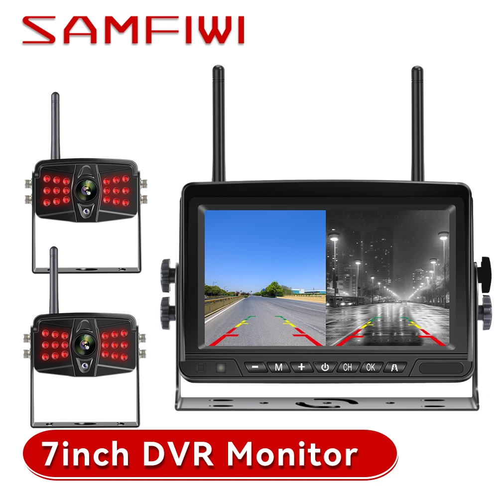 

AHD 7 inch 2/4CH Digital Wireless DVR Monitor 1080P Night Vision Reverse Backup Recorder Wifi Camera For Bus Car Truck