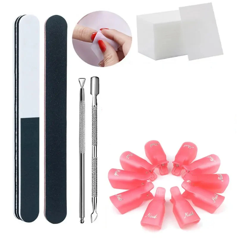 مجموعة أدوات إزالة طلاء الأظافر ، نقع ، غطاء جل بالأشعة فوق البنفسجية ، أدوات لف القصاصات ، انتهازي البشرة ، تنظيف القطن ، العناية بالأظافر ، مجموعة واحدة #1