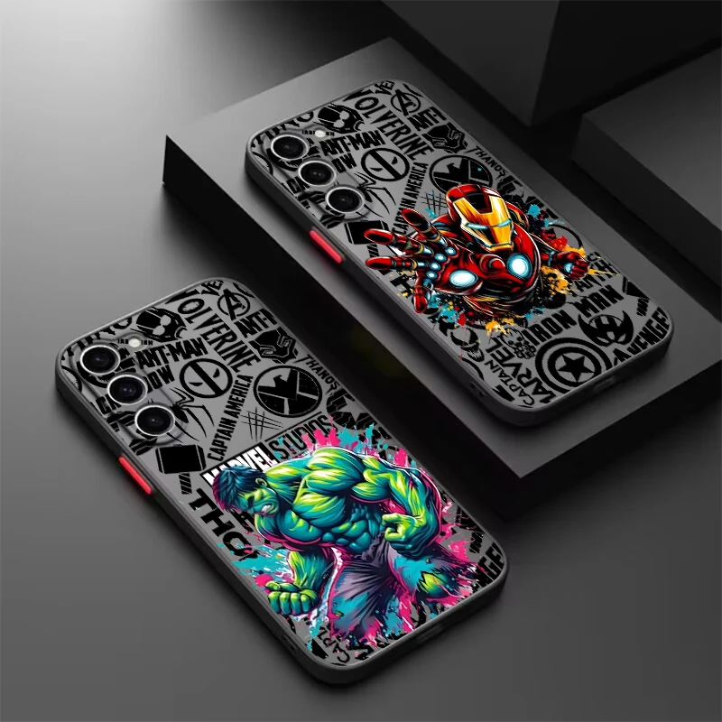 

Marvel Superheroes Cartoon Frosted Translucent For Samsung A53 A52 A33 A32 A51 A71 A21S A13 A73 A50 A22 A12 5G Cover Phone Case