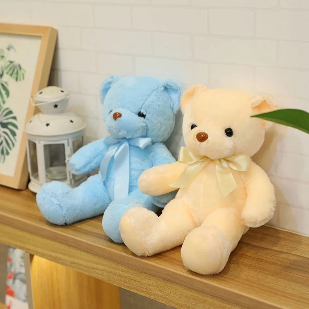 30CM Many Colors Teddy Bear Plush Toy New Cute Soft Many Colors Ribbon Butterfly Festival Solid Color Hug Bear Doll Birthday