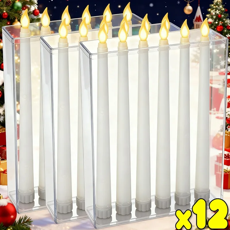 1/12PCS 무염 촛불 배터리 구동 대형 촛불 빛 LED 따뜻한 램프 가정용 크리스마스 할로윈 파티 테이블 장식