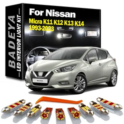 BADEYA Canbus LED Interior Reading Light Kit For Nissan Micra K11 K12 K13 K14 1993- 2020 2021 2022 2023 Car Number Plate Bulb