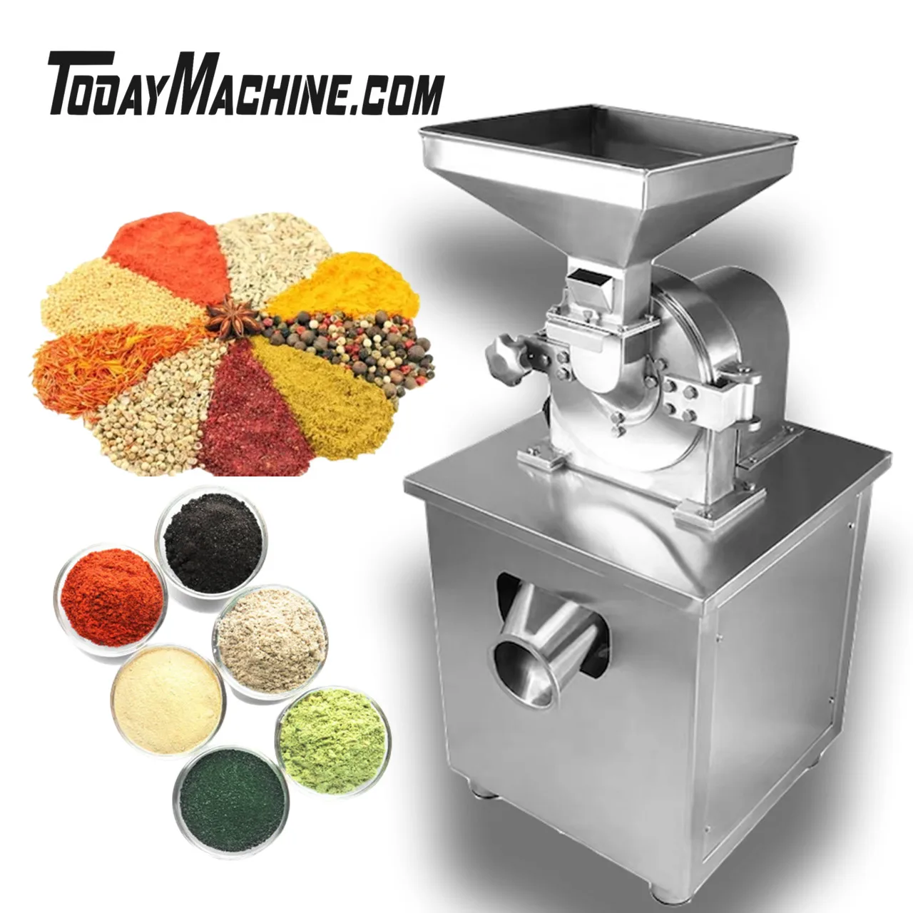 

Stainless Steel Food Grain Herb Chilli Spice Powder Pulverizer Grinding Machine