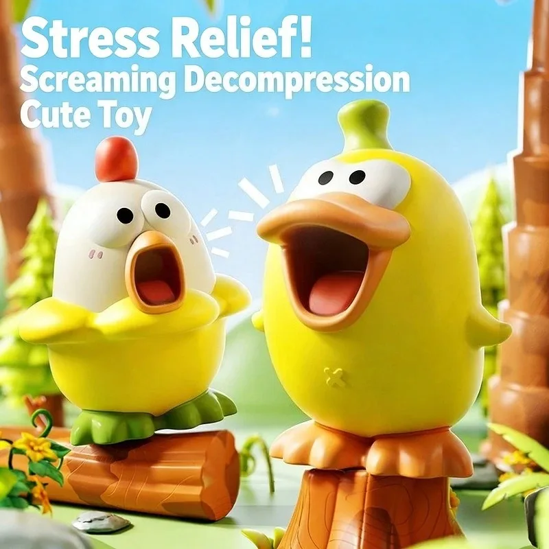 Giocattolo di pollo urlante per bambini Simpatico anatra gialla Giocattolo per pizzicare il bambino Alleviare lo stress Capacità di presa per esercizi in silicone sicuro