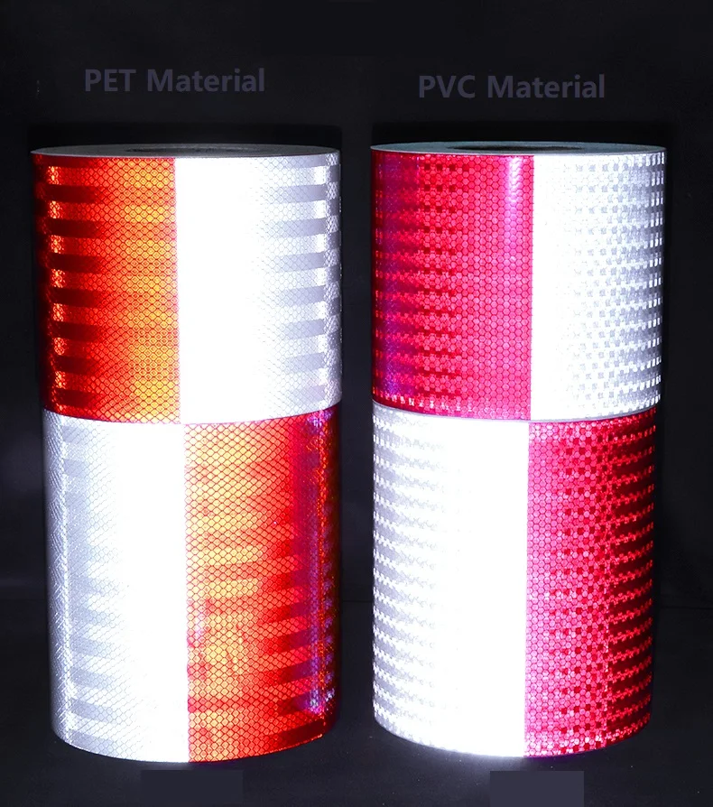 2cm/3cm/5cm/10cm/15cm/20cm PET White Red Reflective Sticker Tape For Traffic Safety