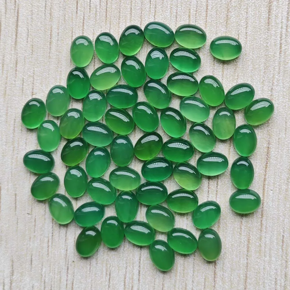 

Fashion natural green agate good quality Oval CABOCHON 6x8mm beads for jewelry making wholesale 50pcs/lot free shipping