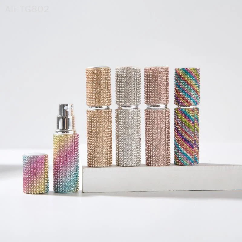 Neosfg Shiny Rhinestone 5ml Refillable Perfume Spray Bottle Leakproof Lid Multi Colors For Travel Daily Carry