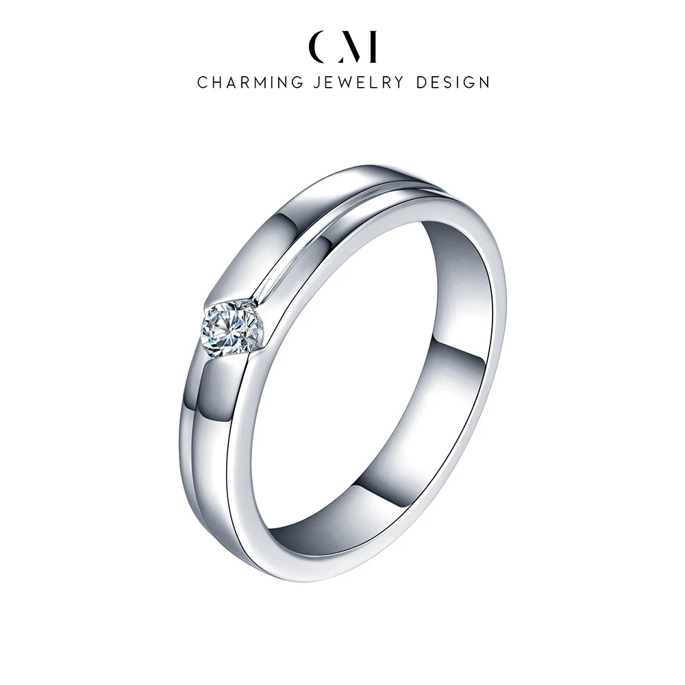 CHARMING Simple Daily Couple Ring Moissanite 925 SterlingSilver For Women Men Lovers Gift Engagement Wedding Jewelry Anniversary