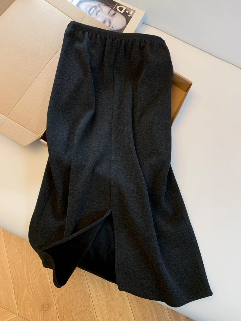 

Thiened Fce Юбка трапециевидной формы средней длины с железным декором для женщин, зимний сезон, повседневная одежда с высокой талией для поездок на работу