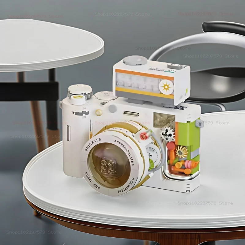 جديد الإبداعية الميكانيكية الرجعية كاميرا اللبنات الطوب الصغير DIY نموذج أزياء الاطفال تجميع لعب هدايا عيد الأطفال #4