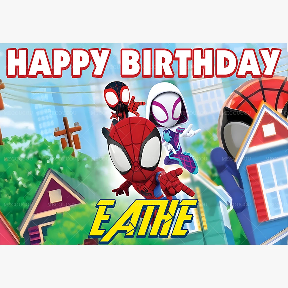Marvel Spider-Man and His Amazing Friends Backdrop Superhero Decoration for Kids Boy Birthday Party Custom Personalized Name Age