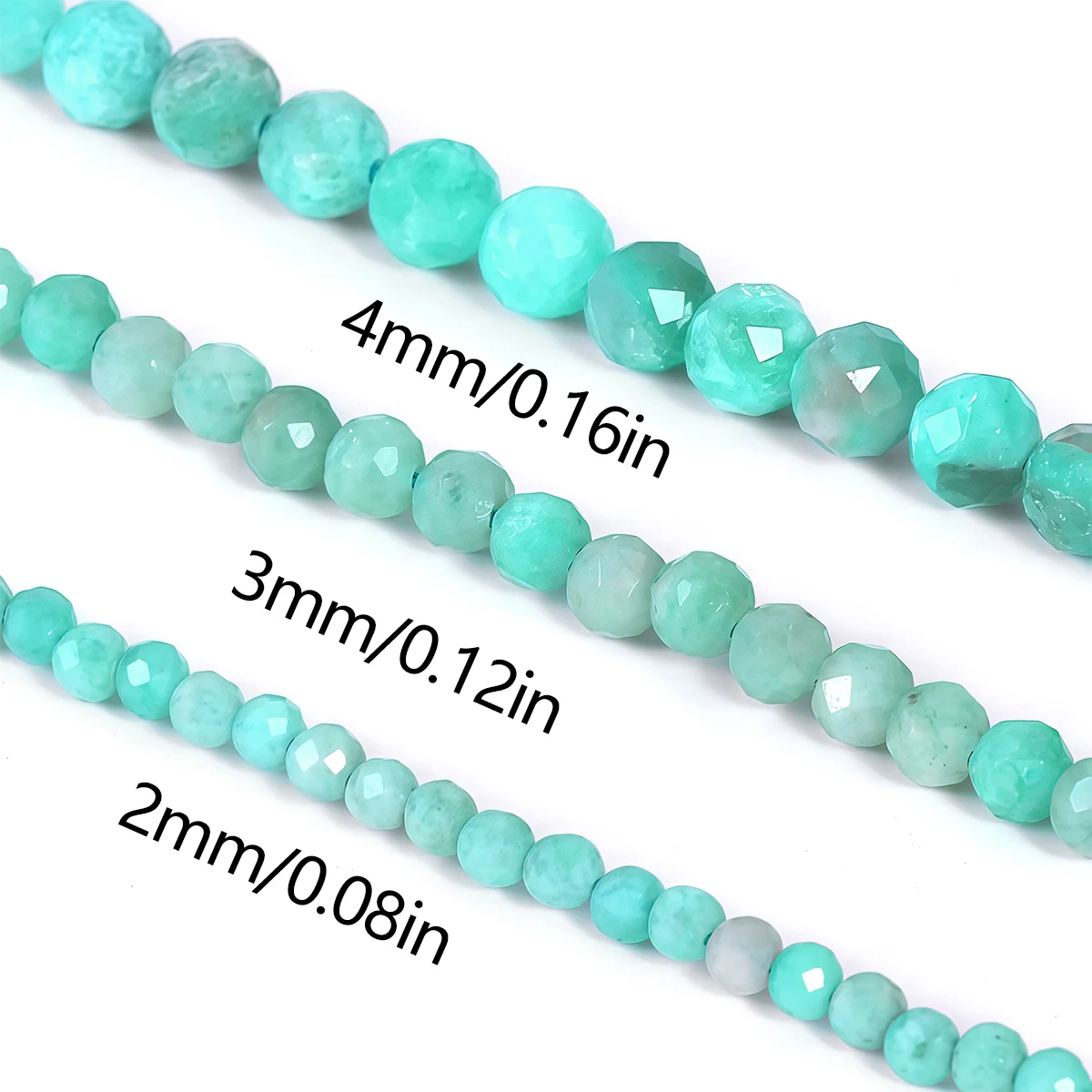 2/3/4mm Half Strand Natural Stone Round Faceted Amazonite Beads Spacer Beads for Jewelry Making DIY Bracelet Necklace Earring