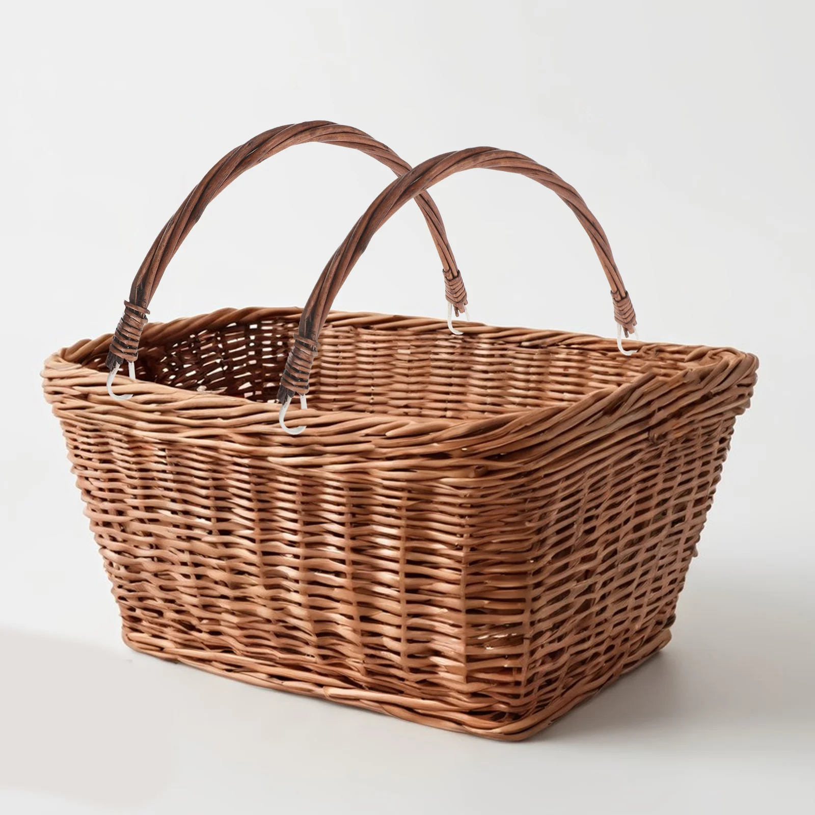 

2Pcs Rattan Basket Handle Accessories Sturdy Elegant Appearance Compatible with Various Woven Baskets Wood Bag Handle