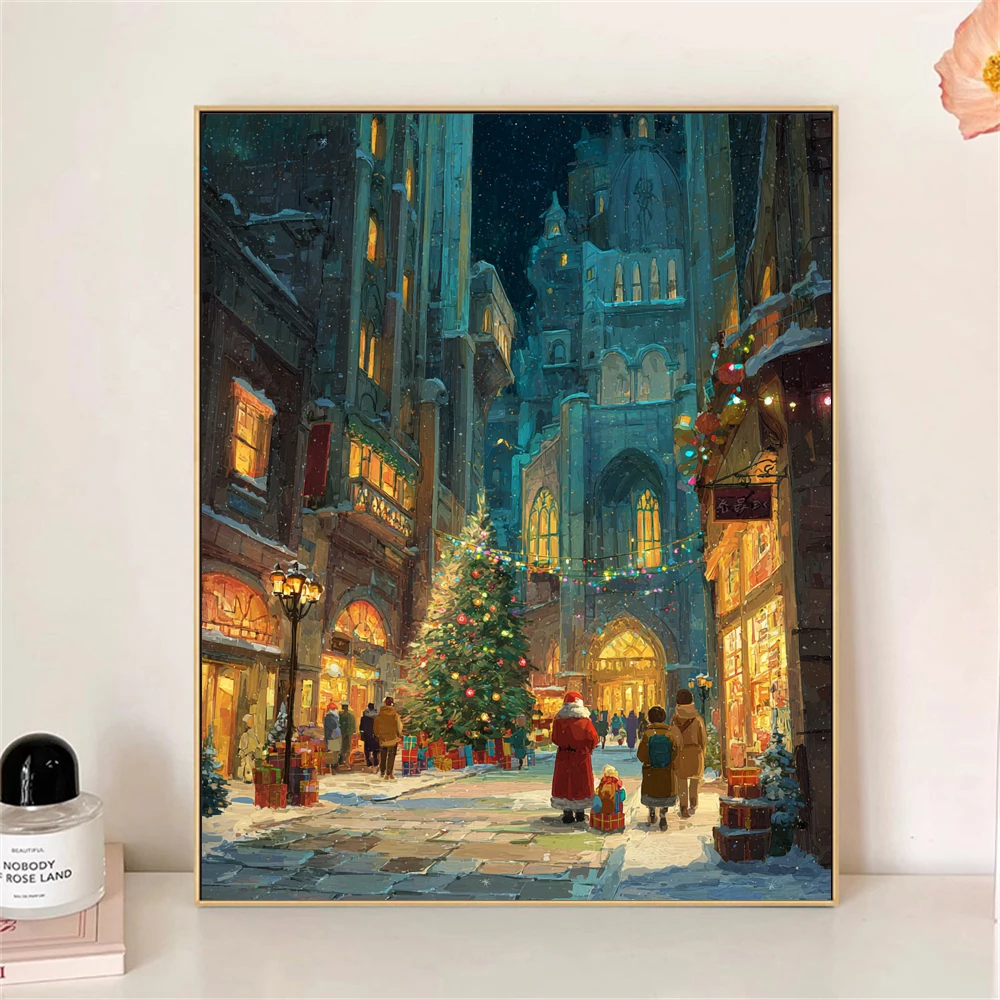 

Краска по номерам для взрослых, комплект, Рождественская уличная сцена, сделай сам, дропшиппинг, акриловая картина маслом, холст по номерам, домашний декор