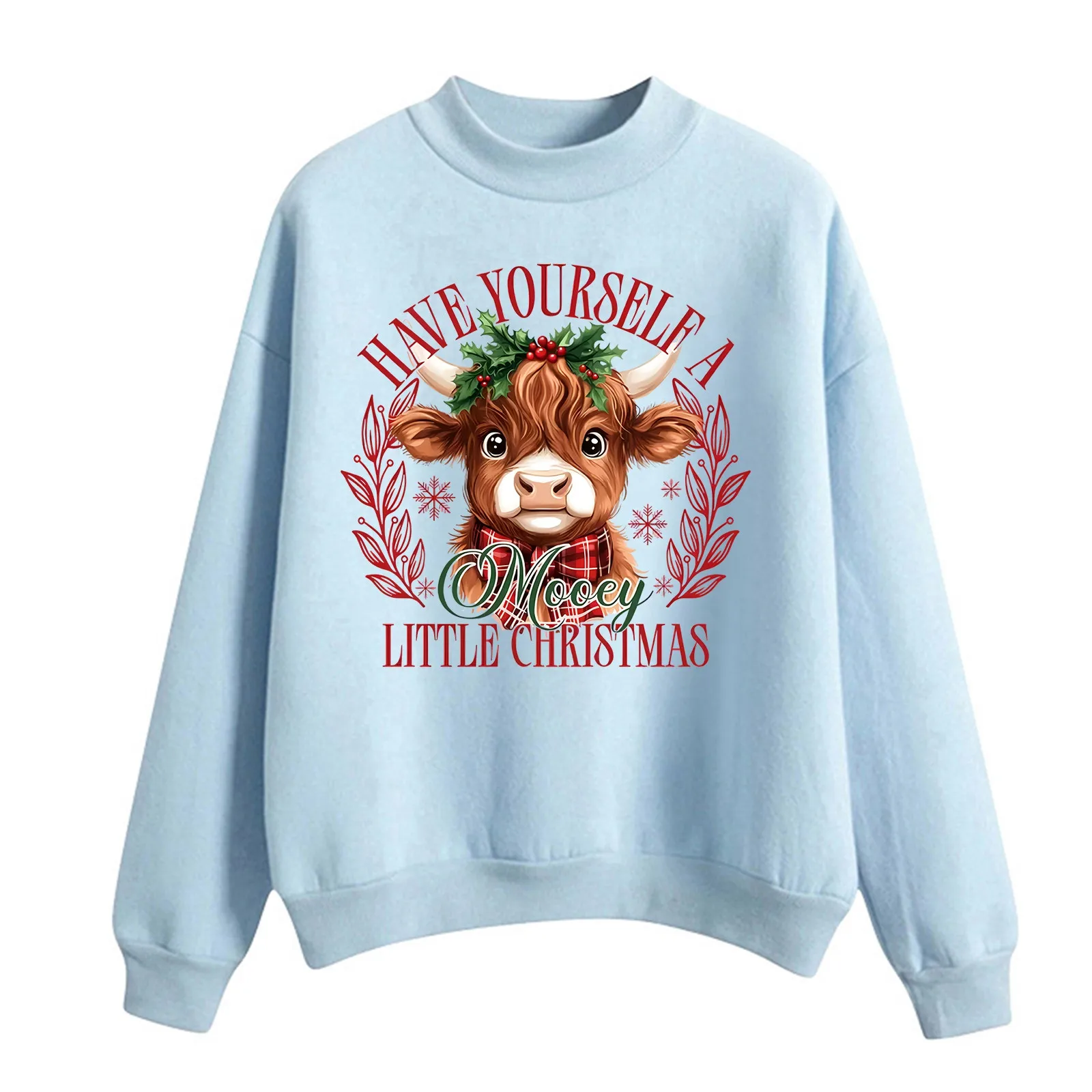 Merry Christmas Reindeer Print Sweatshirts For Women Casual Crew Neck Long Sleeves Pullovers Tops Cute Xmas Reindeer Sweatshirt