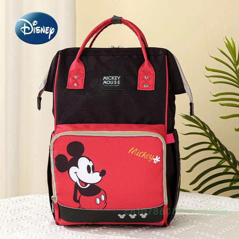 Disney-mochila Original para pañales de bebé, bolsa de pañales de dibujos animados, multifuncional, a la moda, impermeable, de gran capacidad