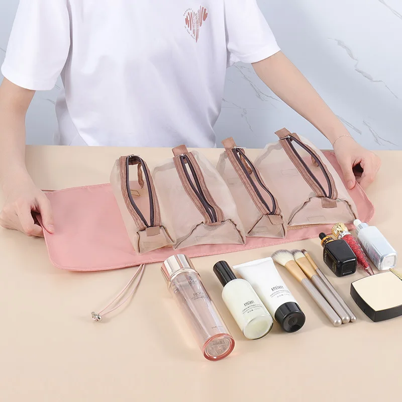 New Cosmetic Bag Women's Portable Large-capacity Folding Cosmetic Storage Bag New High-end Travel Toilet Bag Box Makeup Bag