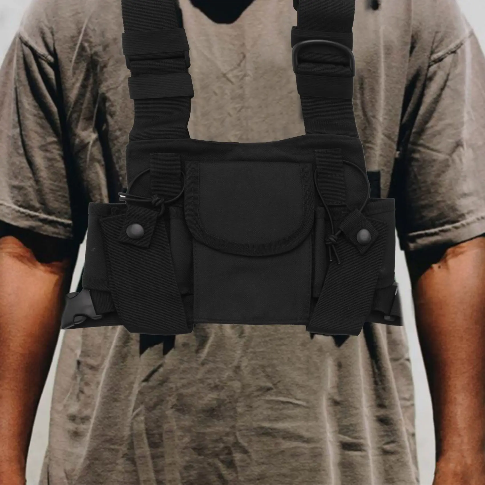 M16KRadios poche Radio poitrine harnais poitrine avant Pack pochette étui gilet plate-forme étui de transport pour 2 voies Radio talkie-walkie pour