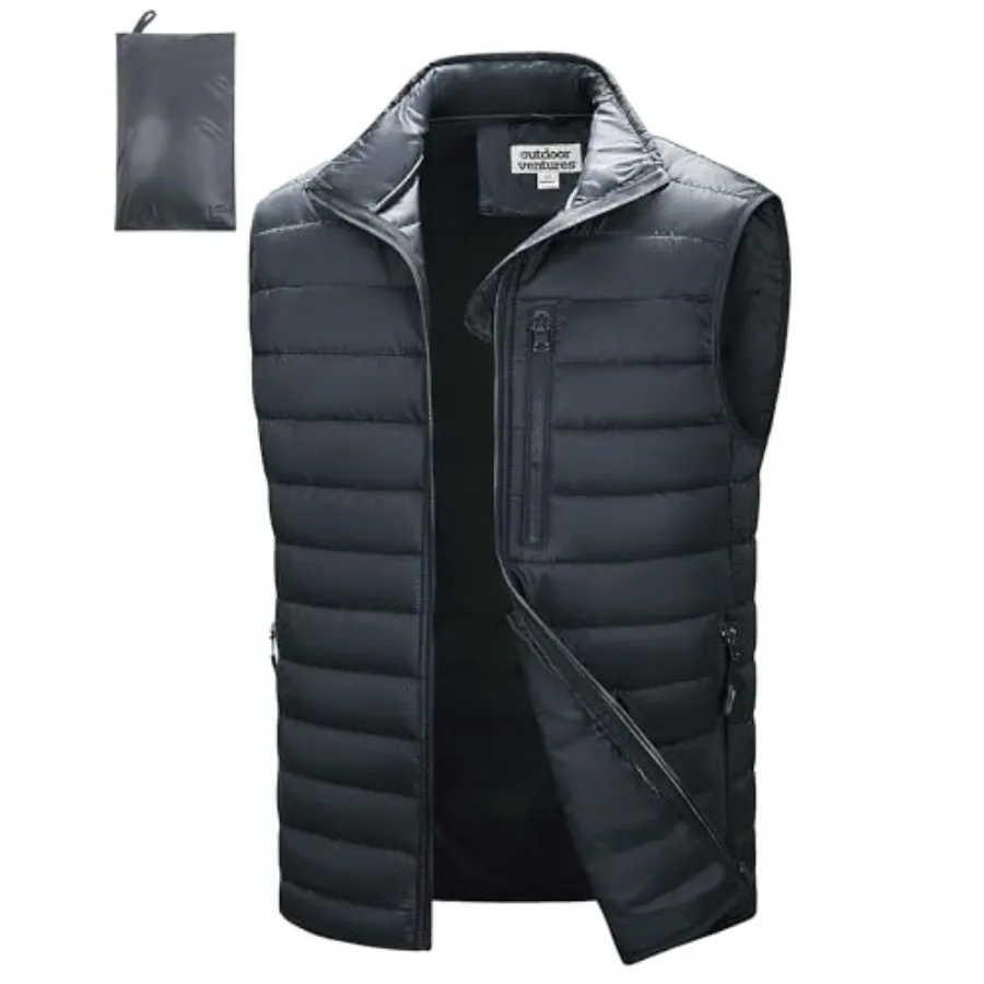 

Outdoor Ventures Men's Lightweight Puffer Vest Outerwear Warm Quilted Sleeveless Packable Winter Jacket for Hiking Running
