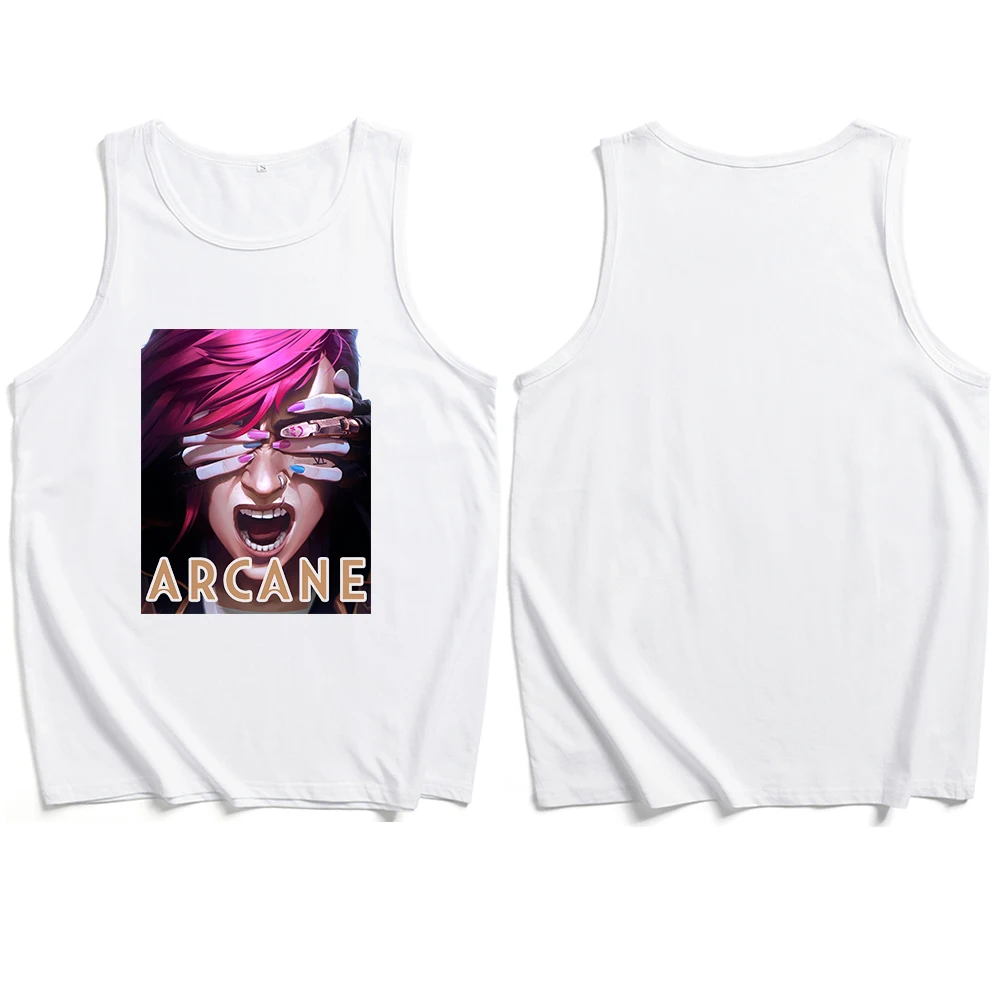 Arcane Vi & Jinx Tank Man Woman Crew neck Sleeveless Summer T-shirts