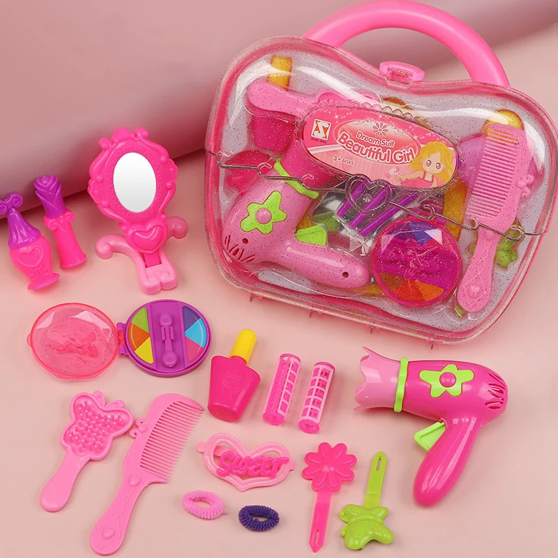 Beauty Salon Set Toy Interactive Pretend Play Hair Salon Playset Fashion Role Play Kit Carry Case For Kids Toys Gifts For Girls