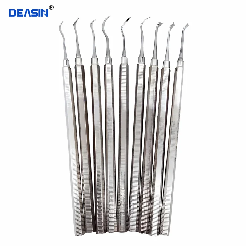 

9PCS Dental instruments Hand operated scalers Gingival and periodontal cleaning Dental calculus scaler Practicing examination