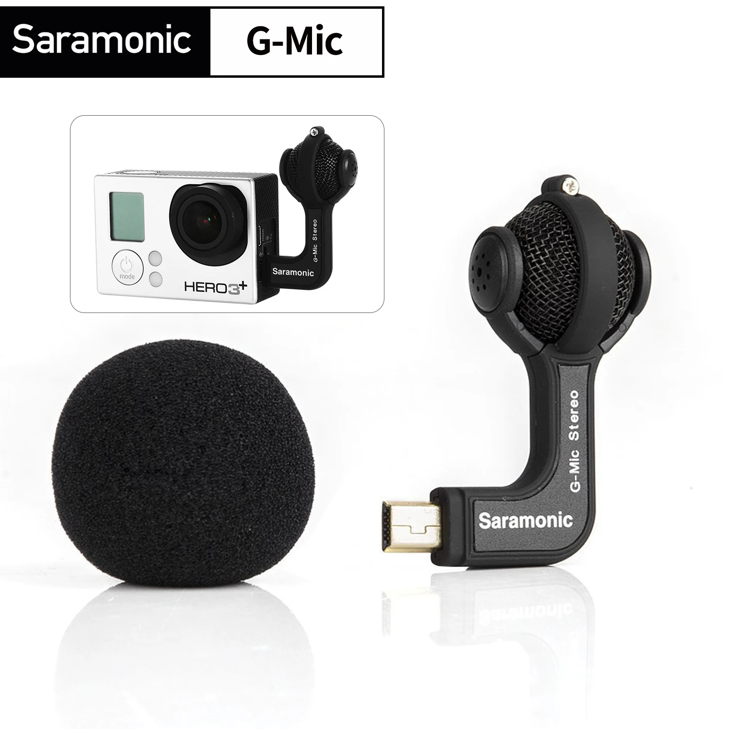 

Saramonic G-Mic Stereo Ball Gopro Microphone with Foam & Furry Windscreens for GoPro HERO3, HERO3+ and HERO4