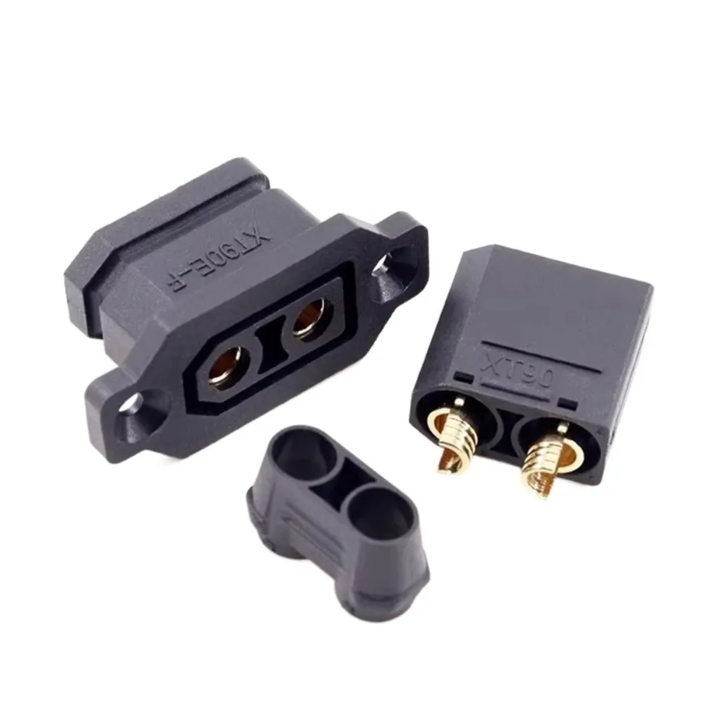 Amass XT90E Battery Connector Kits Mountable Connector Gold-plated XT90E Male Plug Black Socket with Protective Cover