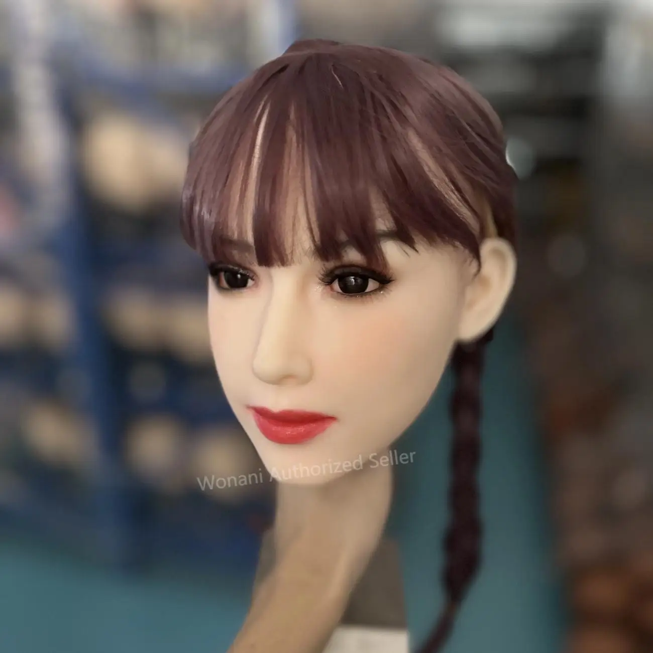 【วอนานี】หุ่นจำลองช่องปากเกรดอาหาร TPE หัวใหญ่ รุ่น W10 ข้อต่อแบบเกลียว M16 ปากเปิด พร้อมวิกผมและรูม่านตา-1323