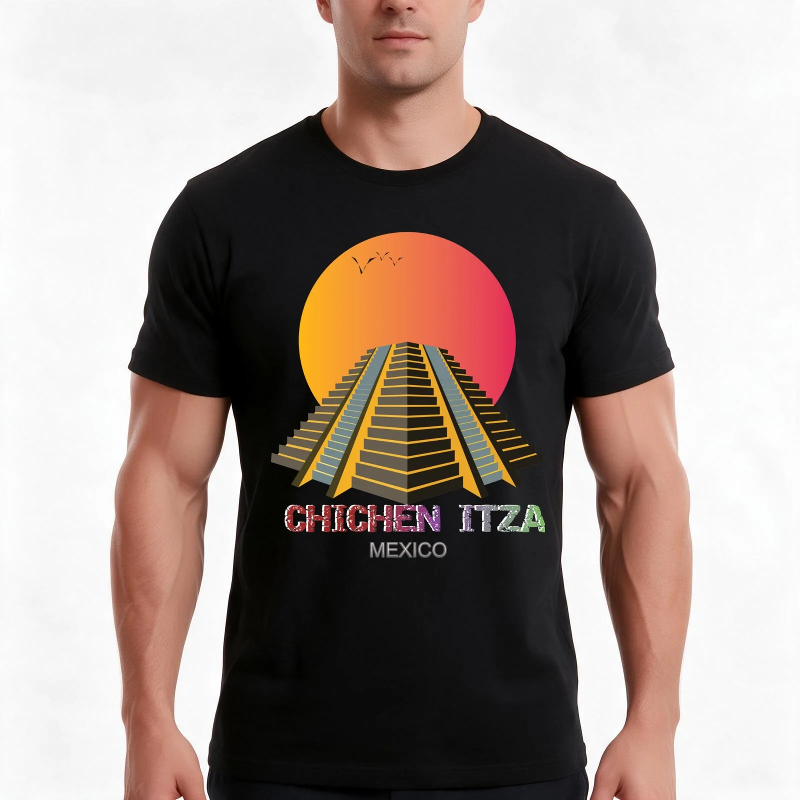 Chichen-Itza - Maya Ruins- Mexico T-Shirt, Summer Casual Cotton Tee, Oversized Streetwear Tops, Vintage Graphic Print