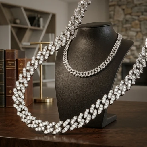 

Men's 8mm 10mm Iced Out Moissanite Cuban Link Chain Necklace 925 Silver Hip Hop Jewelry