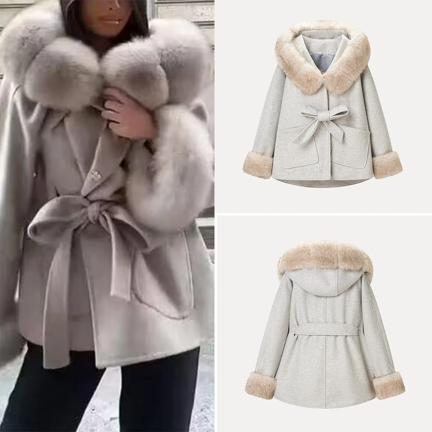 ファイオナブル ロングスリーブ フード付き レディースコート 2025年冬新作 多用途 シンプル スタイリッシュ スタンドフィット レディースアウター