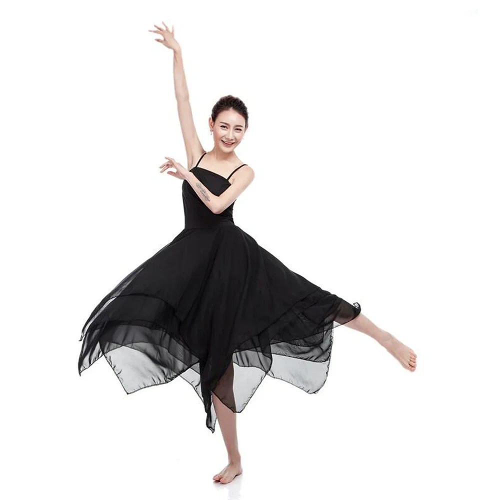 Vestido de Balé Feminino, Vestidos de Dança Adulto Contemporâneo, Roupa de Treino, Roupa Performance, Moderno, Elegante