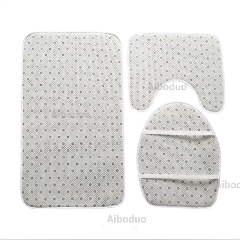 Wave Pattern Toilet Seat Cover Bathroom 3-piece Modern Bathroom Accessories Non-slip Absorbent Christmas Bathroom Rug Set Mats