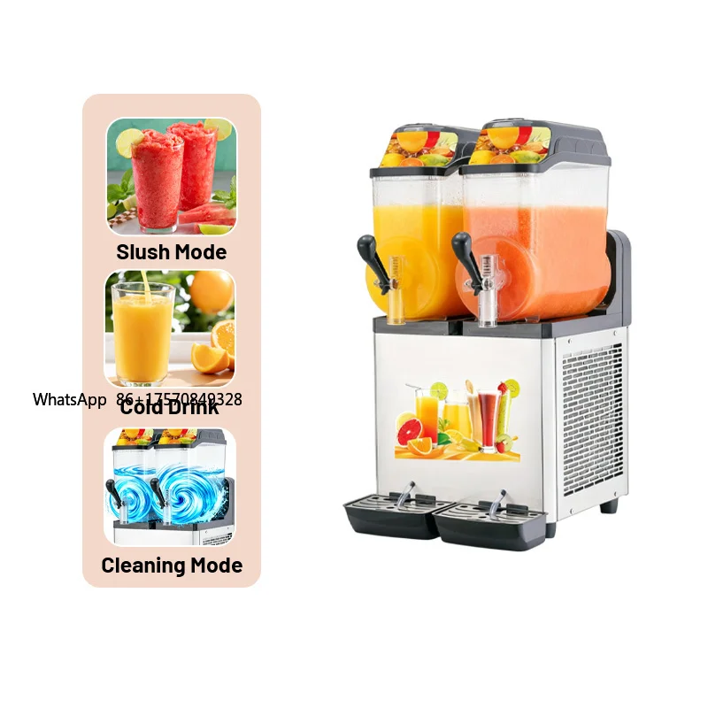 

New Style Slush Maker Table-Top Mini Double 2 Tanks Ice Slush Machine For Margarita&Daiquiri For Parties&Home Use Snack Machines