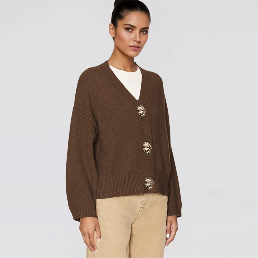 MsChuh Women Cardigan Winter Clothes Woman Pull Femmes Comfortable Jumper Casual Simple Style All-match Temperament Daily Button 3
