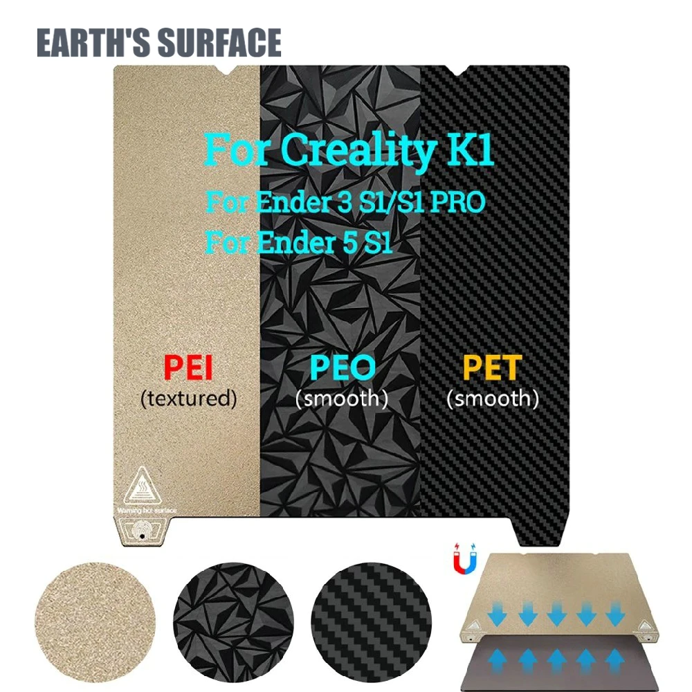 

ES-3D Printer Part K1/K1 Max Upgrade Heated Bed 235x235/310×315 Double Diamond Plate Sheet PEO/PET/PEI For Ender 3S1 Pro/K1 Max