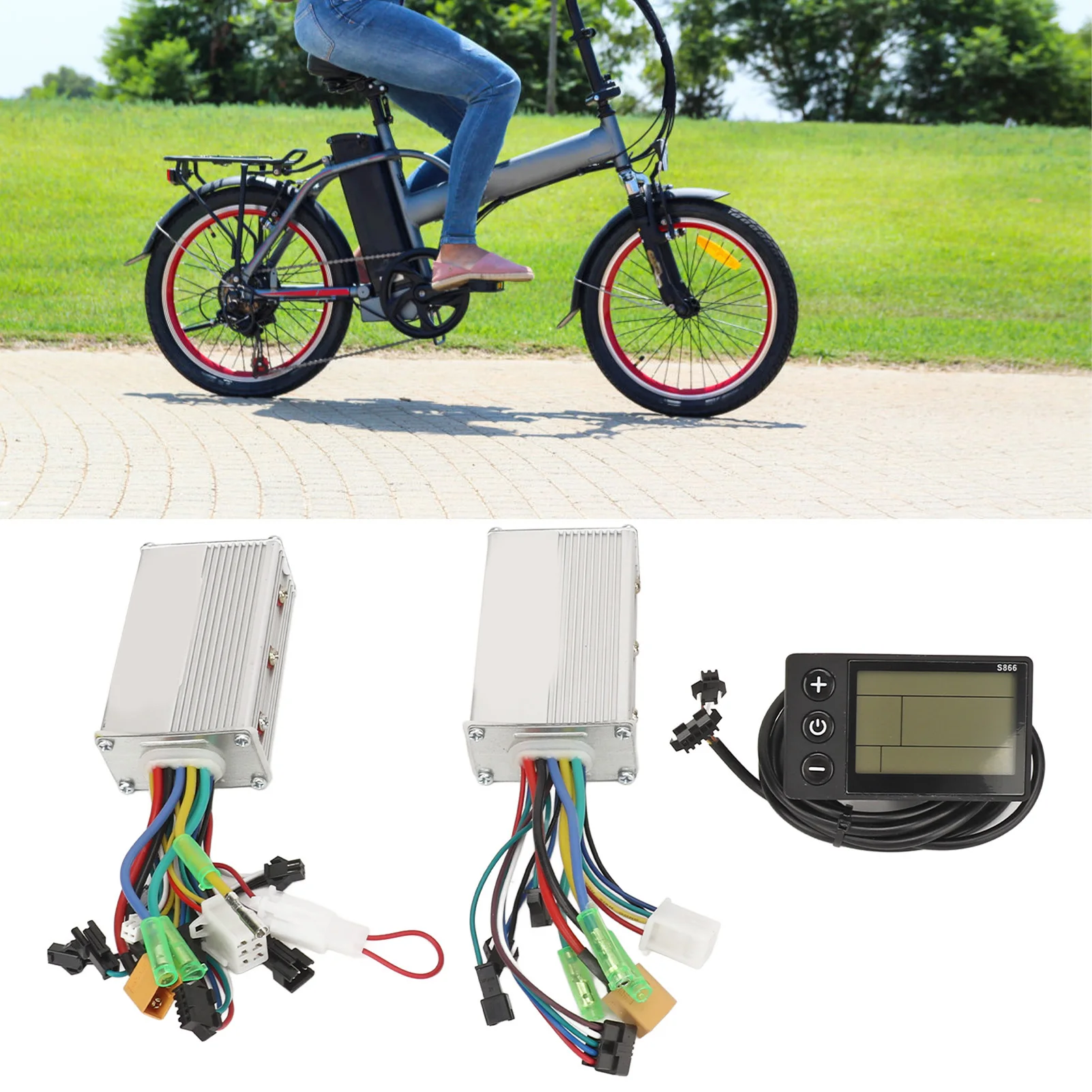 24V 36V 48V 500W 25A Electric Bicycle Controller Kit Dual Drive Speed Control with Clear LCD Screen