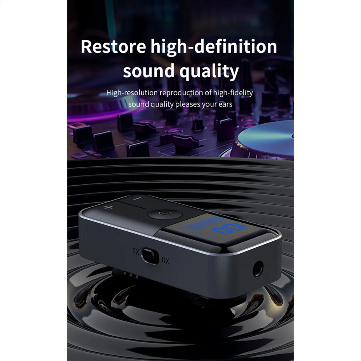 ♬◤Popular Style  ◥Bluetooth5.4 Audio Receiver Transmitter 3.5MM AUX TF Card Stereo Music LED Display Bluetooth Adapter with Mic