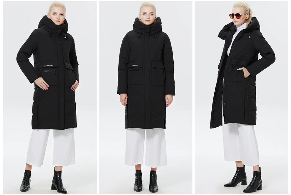 ICEbear 2023 Winter Women Jacket Long Cotton Big Pockets Ladies Coat Women's Thickened Warm Parka GWD22578-1D