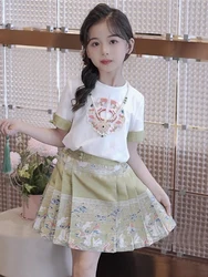 Girl's Chinese style ancient costume summer horse face skirt single piece girl's big children's summer Hanfu children's clothing