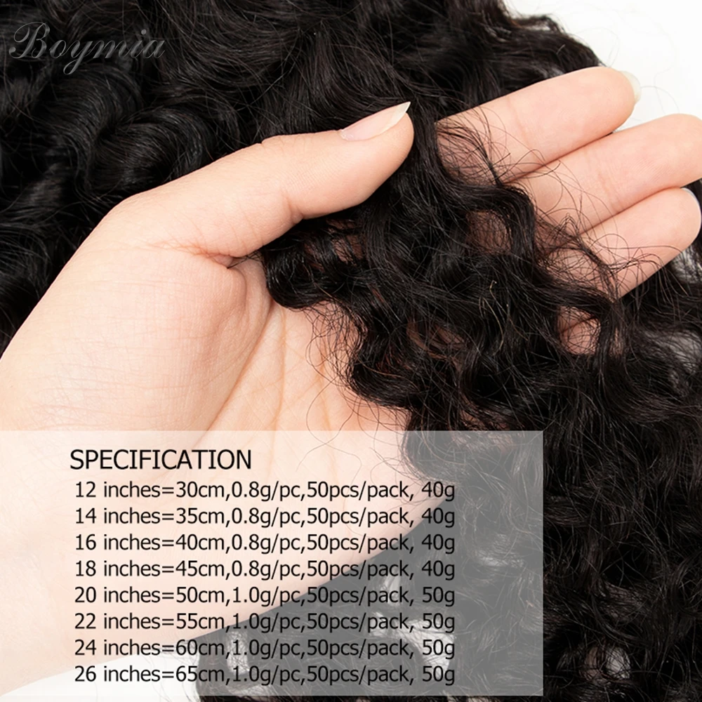 Boymia Water Curly Wave Micro Link Human Hair Extensions 12\