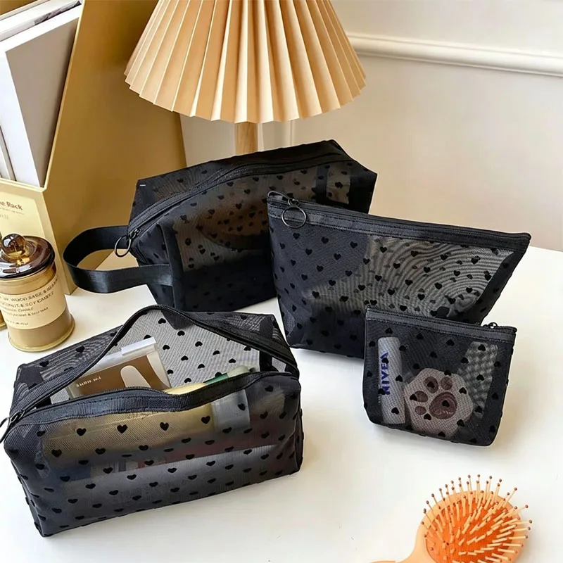 New Mesh Pouch Makeup Pouch Small Toilet Bags Ladies Mini Cosmetic Bag for Bag Portable Travel Storage Hygiene Bag HZB23
