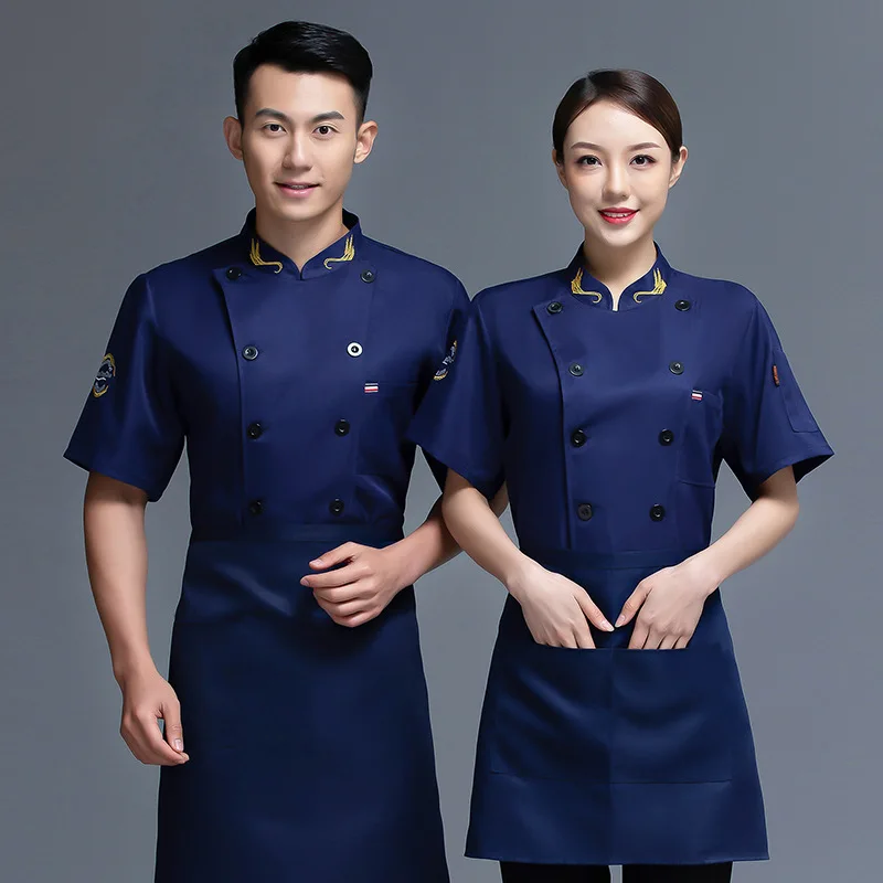 

Chef Overalls Summer Thin Breathable Men's Chinese Style plus-Sized Hotel Catering Kitchen Cook Clothes Short Sleeve Customizati